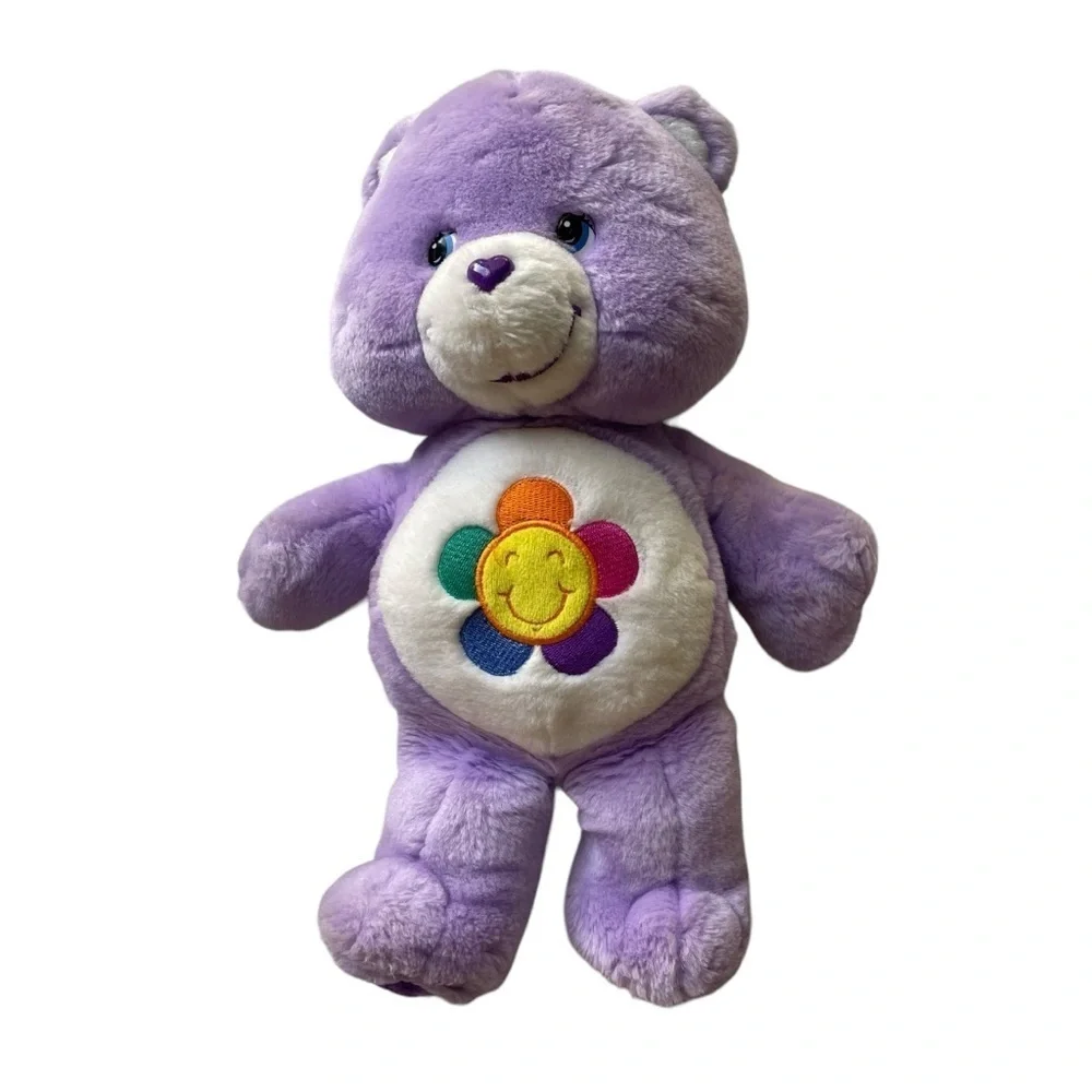 Care Bear Purple Harmony Bear flower Talking Works 13” Plush Stuffed Animal 2003